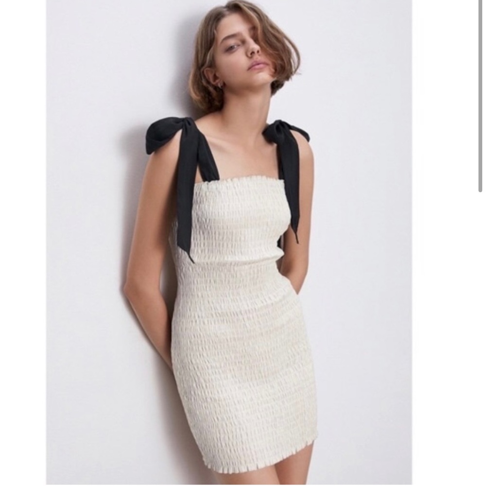 Zara Cream Dress with Black Straps